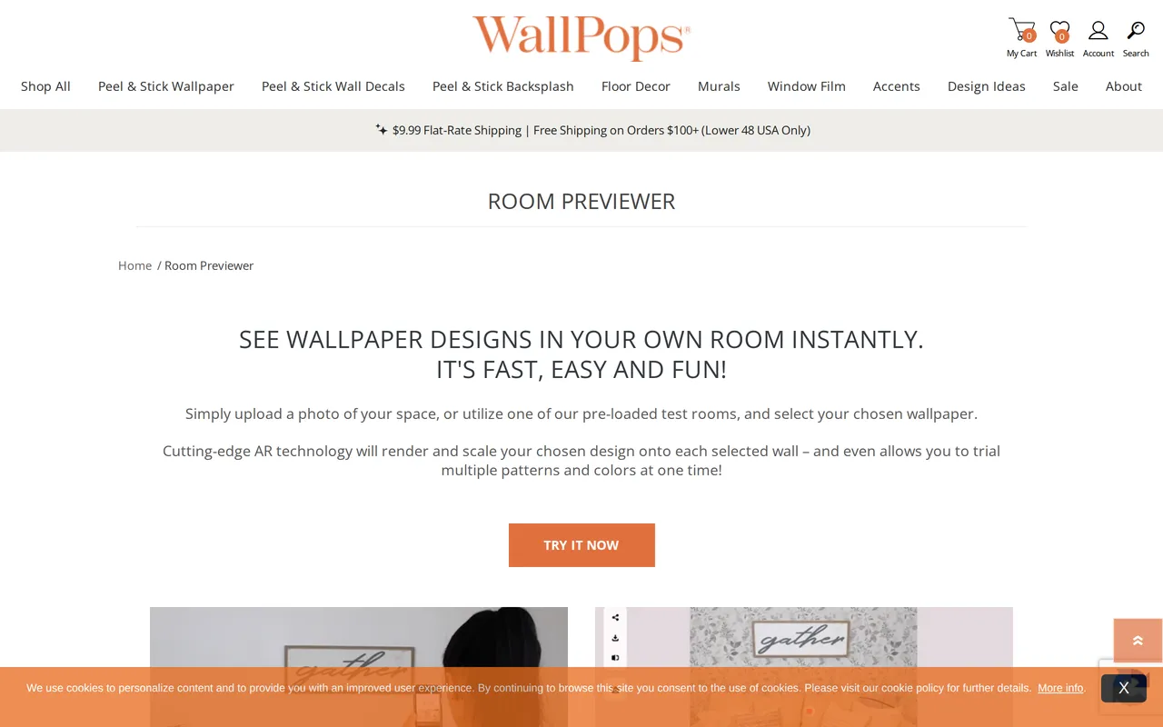 WallPops Room Previewer home page screenshot