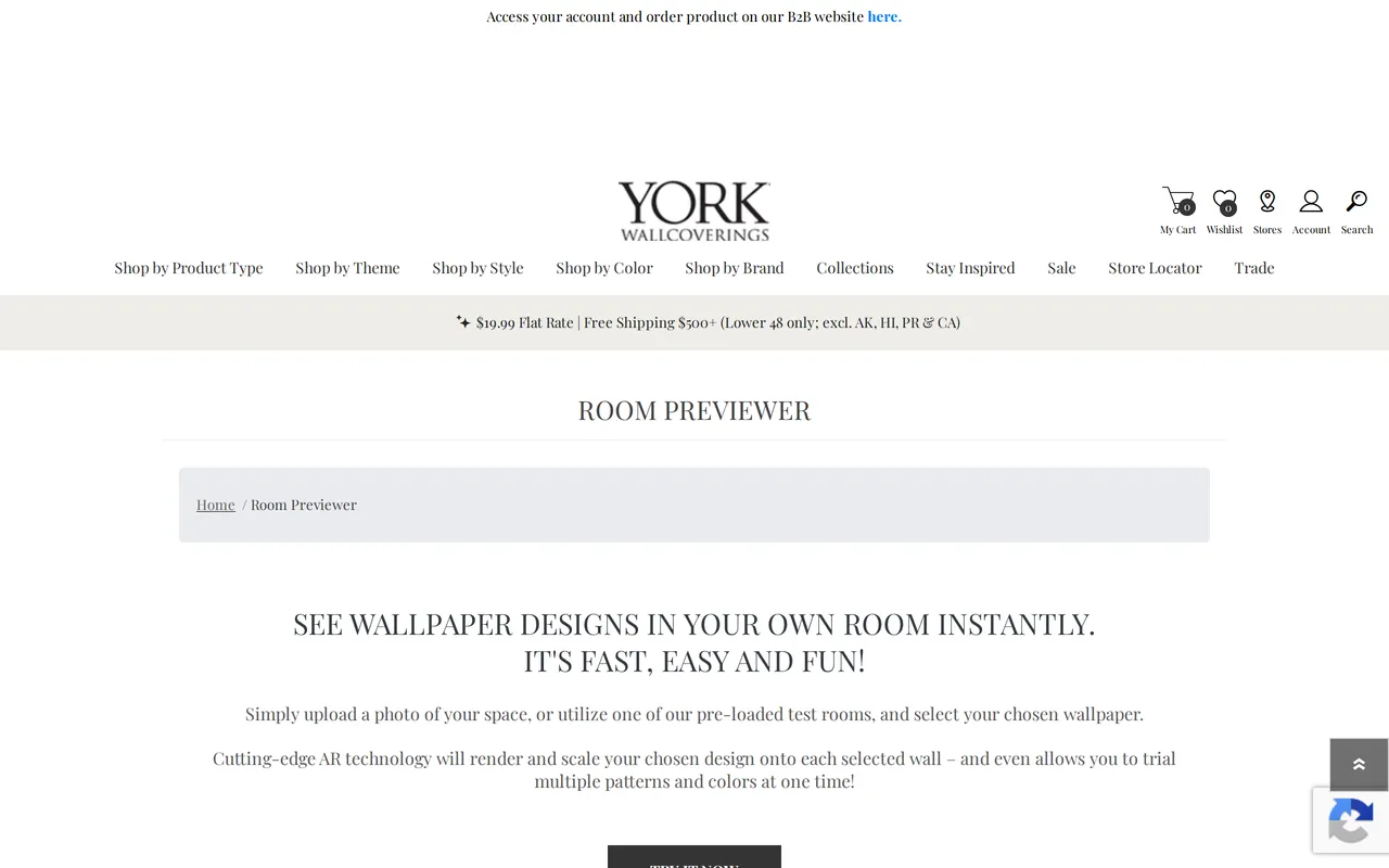 York Wallcoverings Room Previewer home page screenshot